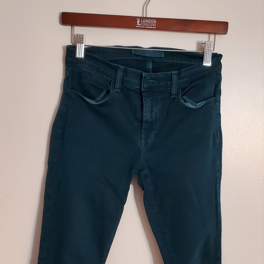 Gentle used J BRAND  super skinny green jeans, size 28, made in USA